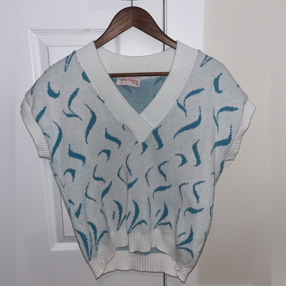 Vintage Blue and White Sweater Vest
